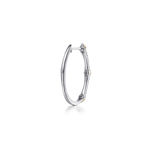 Gabriel & Co 14K Two-Tone Gold Diamond .22Ctw Kite Intricate Hoop Earrings Image 2 Bradley's Jewelers Jacksonville, NC