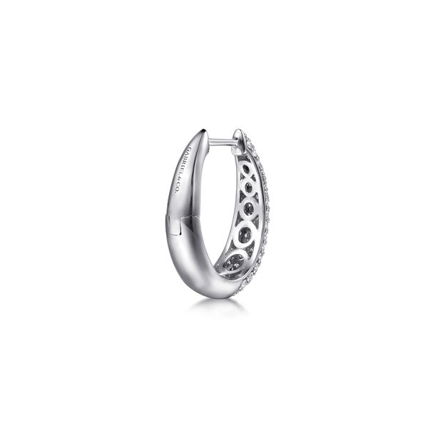Gabriel & Co 14K White Gold Pave Diamond 1.01Ctw Graduating Classic Oval Hoop Earrings – Lusso Collection Image 2 Bradley's Jewelers Jacksonville, NC