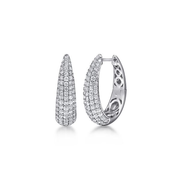 Gabriel & Co 14K White Gold Pave Diamond 1.01Ctw Graduating Classic Oval Hoop Earrings – Lusso Collection Bradley's Jewelers Jacksonville, NC