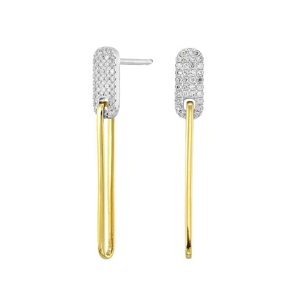 14K Two-Tone Diamond Drop Earrings 0.143 CTW Round Diamonds Bradley's Jewelers Jacksonville, NC