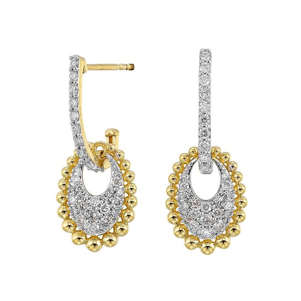 10K Two-Tone Gold Diamond Fashion Earrings 0.75 CTW Round Diamonds Bradley's Jewelers Jacksonville, NC