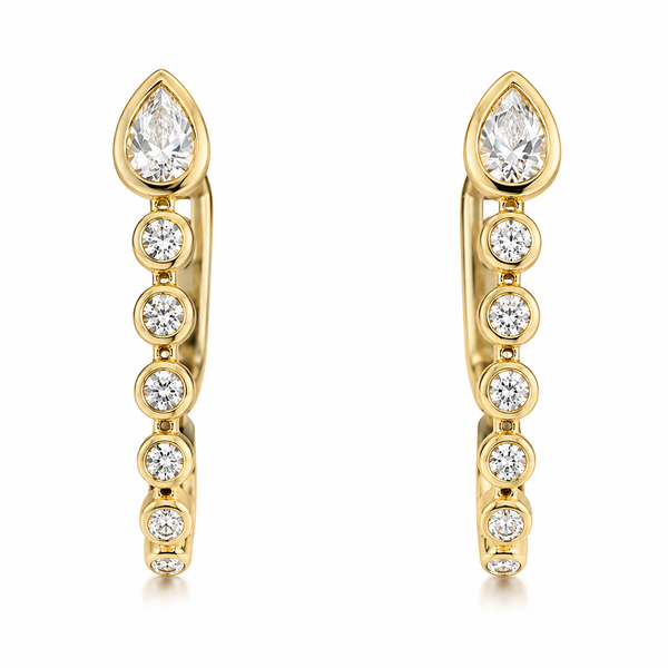 14K Yellow Gold Leverback Hoop Earrings with 0.43 CTW Mixed-Shape Diamonds Bradley's Jewelers Jacksonville, NC
