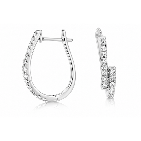 14K White Gold 0.50 CTW Round Diamond Overlap Hoop Earrings Bradley's Jewelers Jacksonville, NC