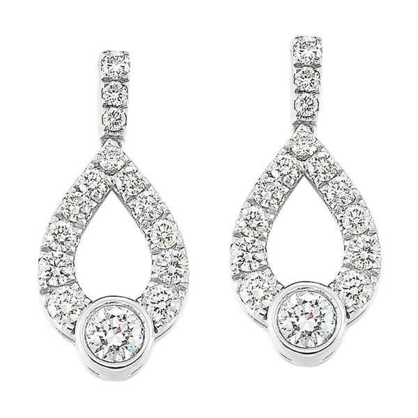 14K White Gold Diamond Stud Earrings with Pear Shape Drop (.50 CTW) Bradley's Jewelers Jacksonville, NC