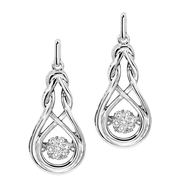Ladies Sterling Silver Diamond Rhythm of Love Drop Earrings .15CTW Bradley's Jewelers Jacksonville, NC