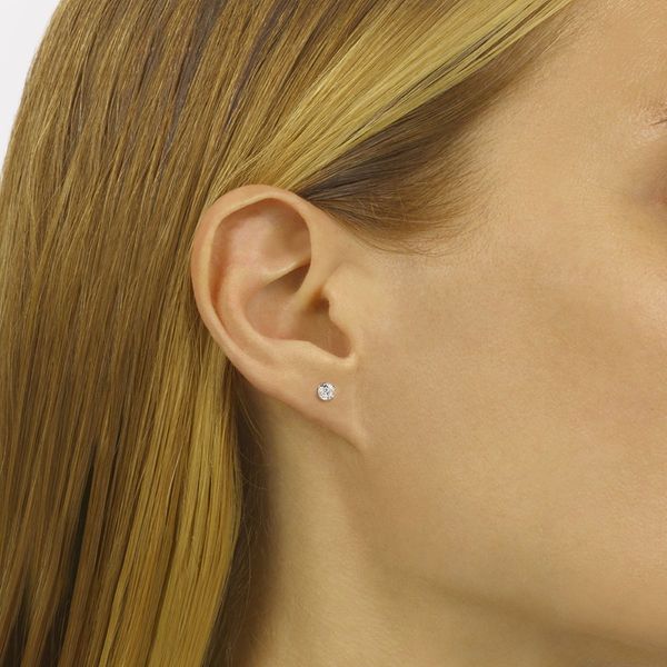 White 14 Karat Earrings with 0.50 TW Round Diamonds Image 2 Bradley's Jewelers Jacksonville, NC
