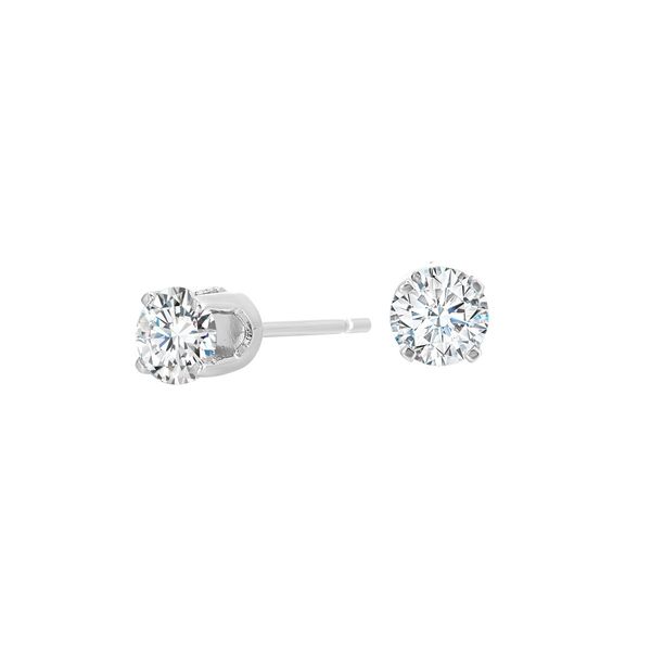 White 14 Karat Earrings with 0.50 TW Round Diamonds Bradley's Jewelers Jacksonville, NC