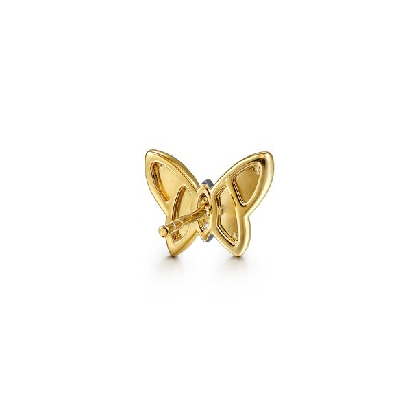 Gabriel & Co 14K Yellow Gold Diamond .06Ctw Butterfly Stud Earrings – Contemporary Collection Image 3 Bradley's Jewelers Jacksonville, NC