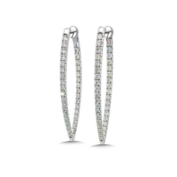 14K White Gold 2.00 CTW Inside-Out Tapered Diamond Hoop Earrings Bradley's Jewelers Jacksonville, NC