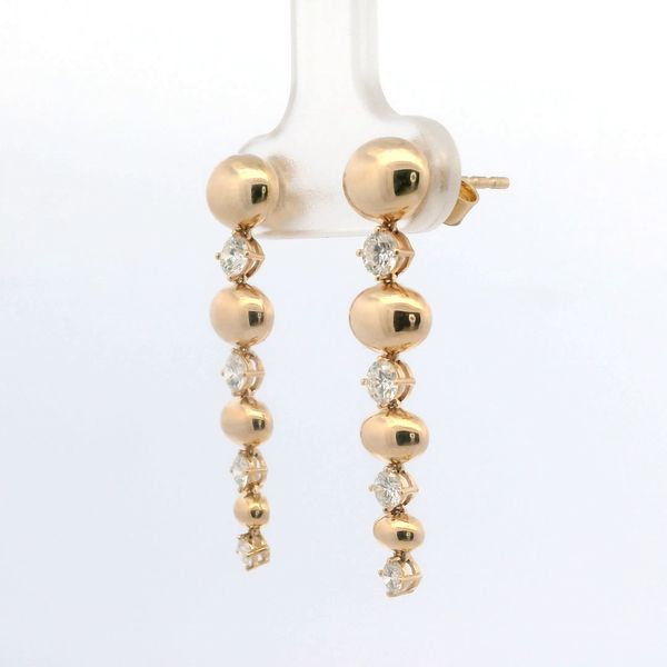 14K Yellow Gold Valina Diamond Drop Earrings | 0.625 CTW Image 2 Bradley's Jewelers Jacksonville, NC