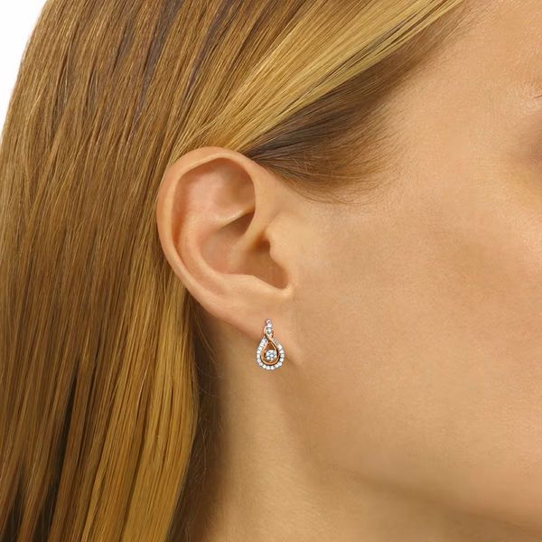 Rosé 10Kt/Sterling .20 Ctw Diamond Drop Earrings Image 2 Bradley's Jewelers Jacksonville, NC