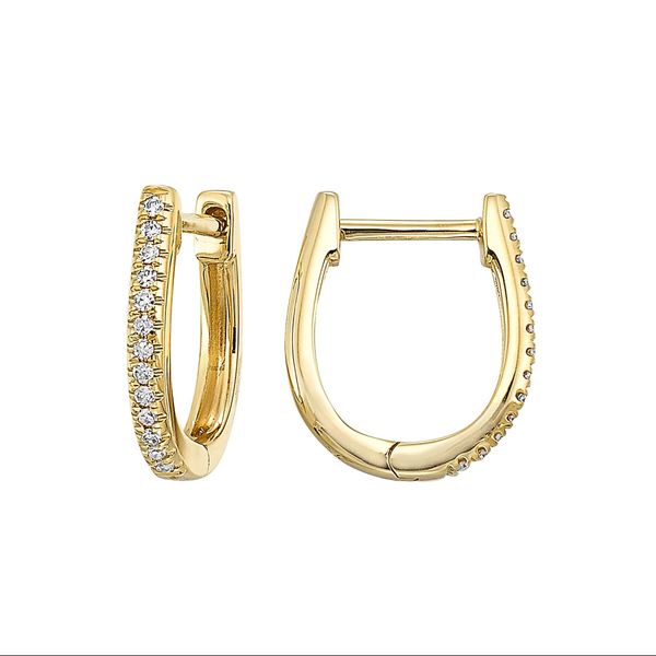 14K Yellow Gold Diamond Huggie Earrings | 0.05 CTW Huggies Image 2 Bradley's Jewelers Jacksonville, NC