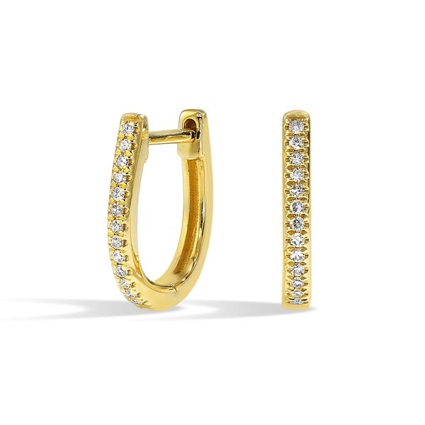 14K Yellow Gold Diamond Huggie Earrings | 0.05 CTW Huggies Bradley's Jewelers Jacksonville, NC