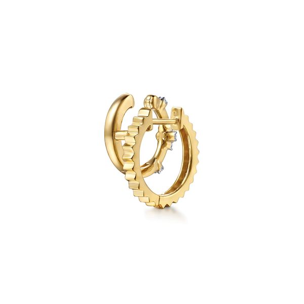 Gabriel & Co Lusso 14K Yellow Gold Clover Diamond Stuggies .12CTW Image 2 Bradley's Jewelers Jacksonville, NC
