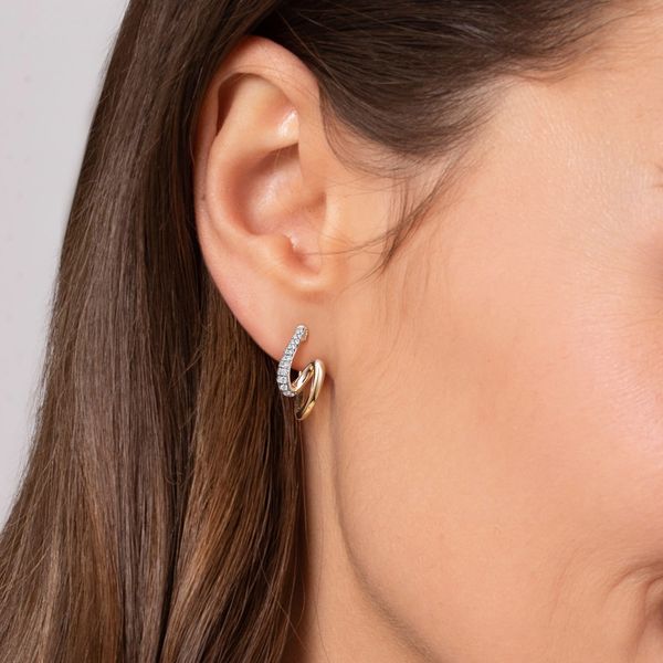 Gabriel & Co Two-Tone Intricate Diamond Hoop Earrings Image 3 Bradley's Jewelers Jacksonville, NC