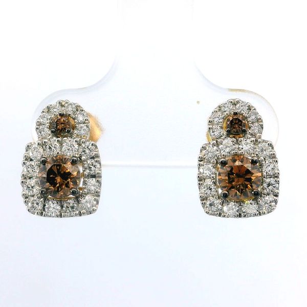 Le Vian Couture Chocolate and Vanilla Diamond Earrings in Platinum and 14K Honey Gold Bradley's Jewelers Jacksonville, NC