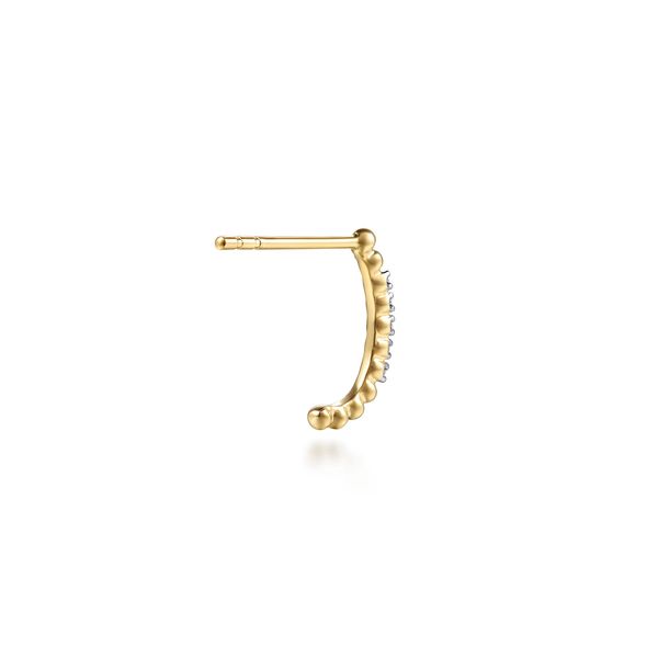 Gabriel & Co. 14K Yellow Gold Bujukan Diamond Buttercup J-Hoop Earrings Image 2 Bradley's Jewelers Jacksonville, NC