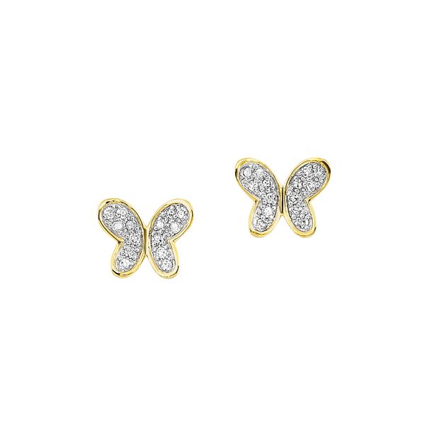 10K Yellow Gold .10 CTW Butterfly Stud Earrings Bradley's Jewelers Jacksonville, NC
