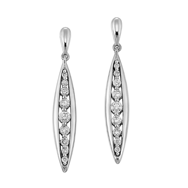 10K White Gold 1/4 CTW Graduating Diamond Dangle Earrings Bradley's Jewelers Jacksonville, NC