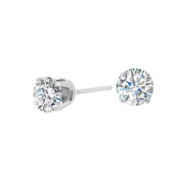 14K White Gold Round Diamond Stud Earrings 1.00 Ctw Image 3 Bradley's Jewelers Jacksonville, NC