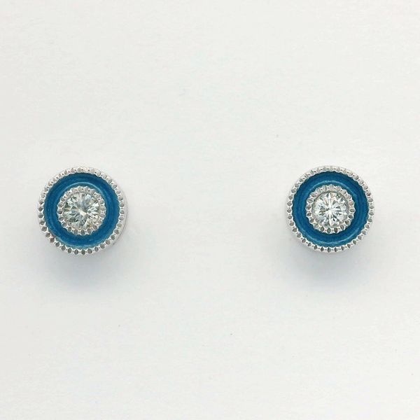 14K White Gold Lume Glow Blue Diamond Stud Earrings Bradley's Jewelers Jacksonville, NC