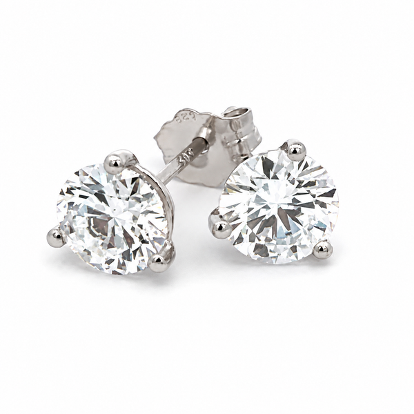 14K White Gold Lab Grown Martini Diamond Stud Earrings 2.30 CTW E/F VS2 Bradley's Jewelers Jacksonville, NC