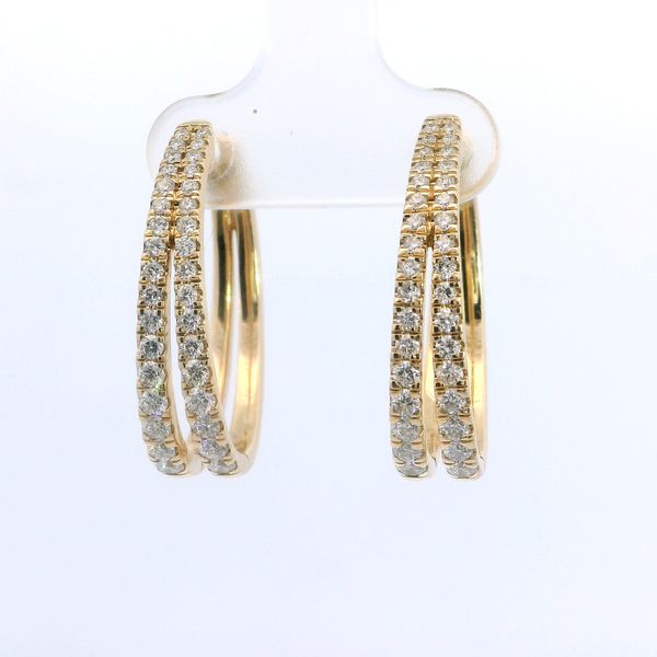 14K Yellow Gold Lab Grown Split Hoop Diamond Earrings 1.00 CTW E/F VS2 Bradley's Jewelers Jacksonville, NC