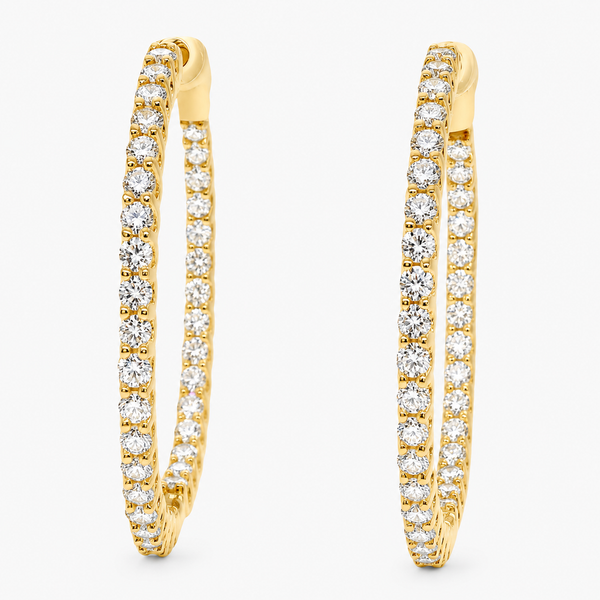 14K Yellow Gold Lab Grown Inside Out Diamond Hoop Earrings 2.00 CTW Bradley's Jewelers Jacksonville, NC