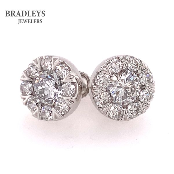 14K White Gold Lab Grown Diamond Cluster Earrings 3.00 CTW Bradley's Jewelers Jacksonville, NC