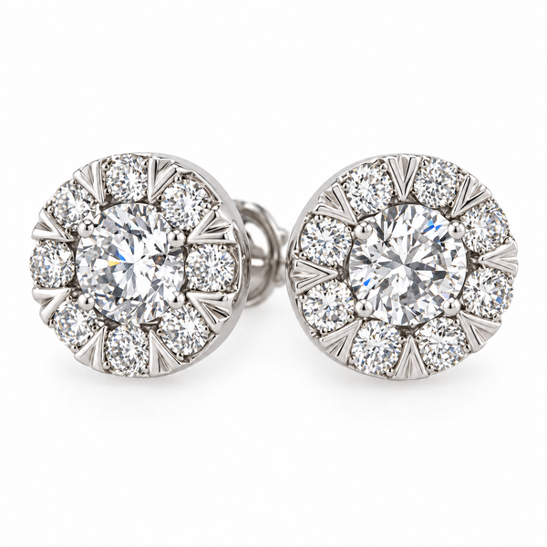 14K White Gold Lab Grown Diamond Cluster Earrings 3.00 CTW Bradley's Jewelers Jacksonville, NC