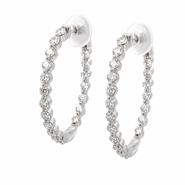 14K White Gold Oval Inside-Out Lab-Grown Diamond Hoop Earrings 1.50 CTW Bradley's Jewelers Jacksonville, NC