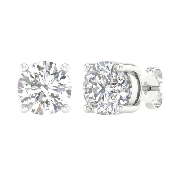 14K White Gold 2.00 CTW Lab-Grown Diamond Stud Earrings Bradley's Jewelers Jacksonville, NC