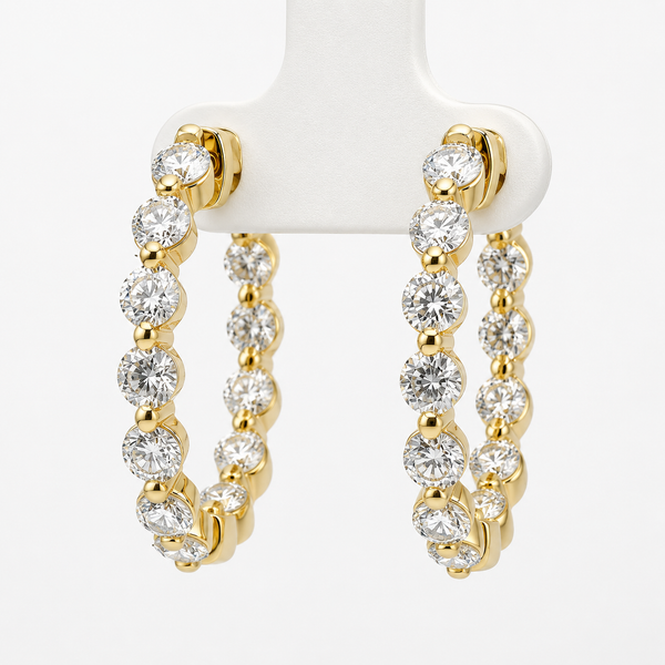 14K Yellow Gold Lab-Grown Diamond Inside-Out Hoop Earrings (5.00 CTW) Image 2 Bradley's Jewelers Jacksonville, NC