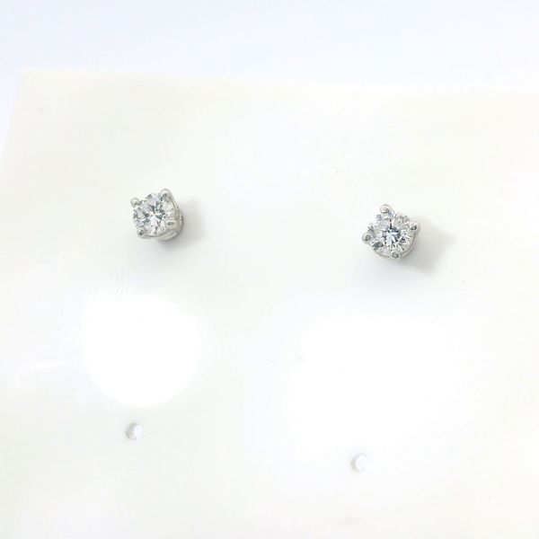 Sterling Silver Lab-Grown Diamond Basket Stud Earrings (0.25 CTW) Image 2 Bradley's Jewelers Jacksonville, NC