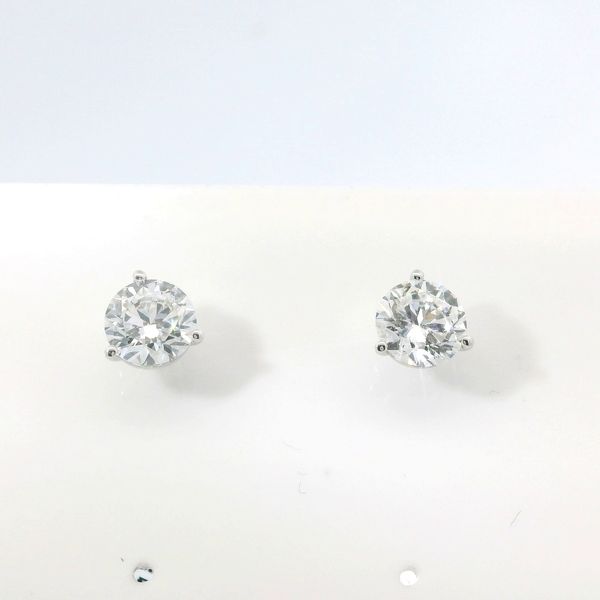 14K White Gold Lab Grown Martini Diamond Stud Earrings 1.50 CTW F VS2 Bradley's Jewelers Jacksonville, NC
