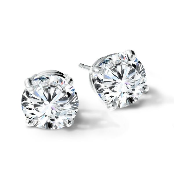 14K White Gold Lab Grown Diamond Stud Earrings 3.00 CTW F/G VS2 Bradley's Jewelers Jacksonville, NC