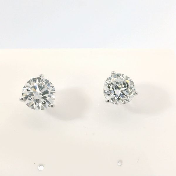 14K White Gold Martini Lab-Grown Diamond Stud Earrings 2.51 CTW Image 2 Bradley's Jewelers Jacksonville, NC