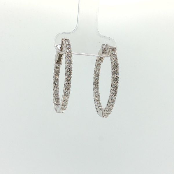 Sterling Silver Lab Grown Inside Out Diamond Hoop Earrings 2.00 CTW Round Diamonds Image 2 Bradley's Jewelers Jacksonville, NC