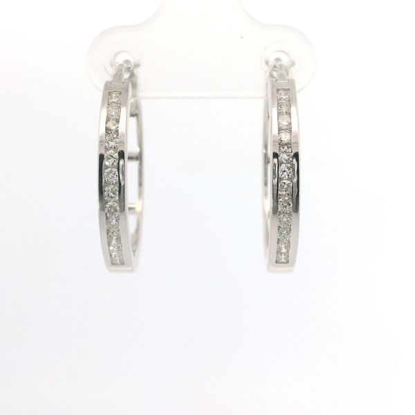 Sterling Silver Lab Grown Diamond Hoop Earrings 0.50 CTW Round Diamonds Bradley's Jewelers Jacksonville, NC