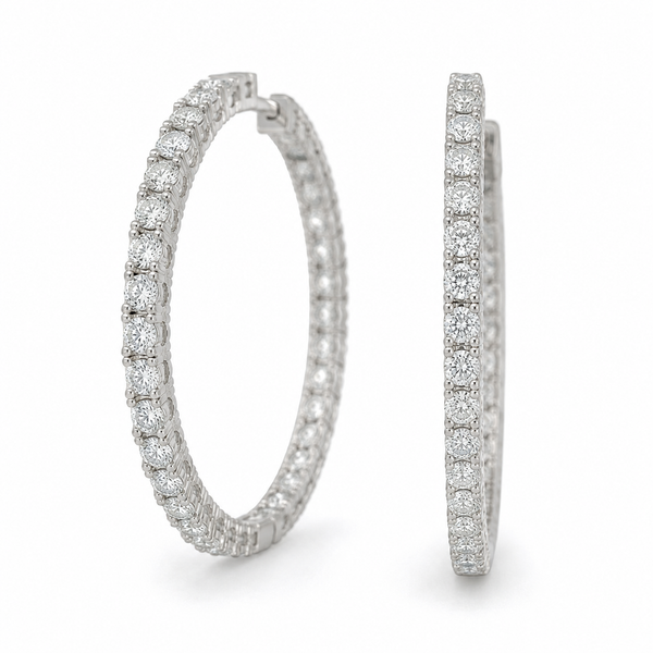 14K White Gold 4.00 CTW Lab-Grown Diamond Inside-Out Hoop Earrings Bradley's Jewelers Jacksonville, NC