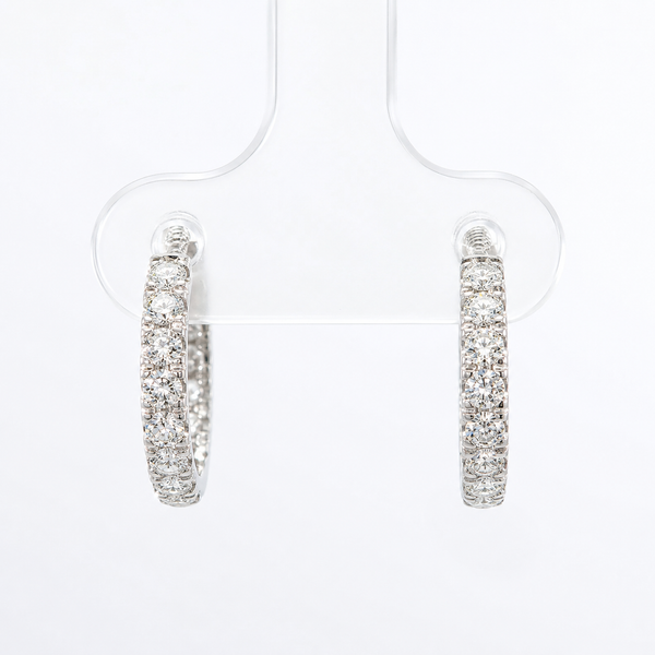 14K White Gold Inside Out Huggie Hoop Lab Grown Diamond Earrings Round E/F VS2 | Bradley's Jewelers Bradley's Jewelers Jacksonville, NC