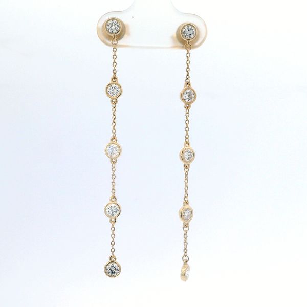 14K Yellow Gold Lab Grown Diamond Drop Station Earrings 1.00 CTW E/F VS2 | Bradley's Jewelers Bradley's Jewelers Jacksonville, NC