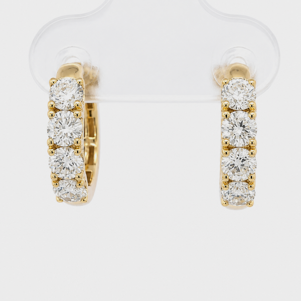 14K Yellow Gold Lab Grown Diamond Huggie Earrings 2.00 CTW E/F VS2 | Bradley's Jewelers Bradley's Jewelers Jacksonville, NC