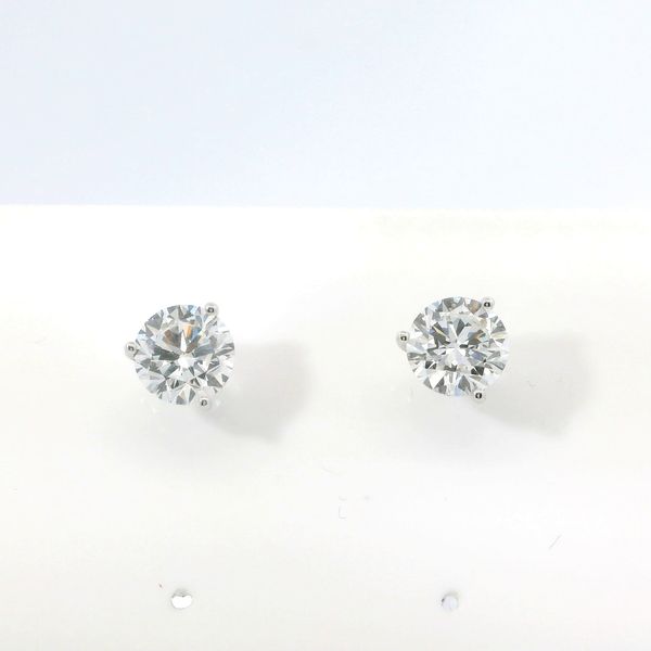 14K White Gold 2.00 CTW Lab Grown Diamond Martini Stud Earrings Bradley's Jewelers Jacksonville, NC