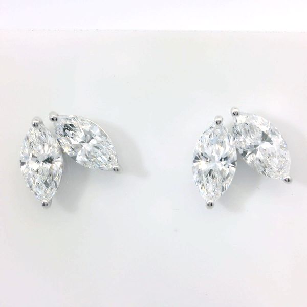 14K White Gold Marquise Lab Grown Diamond Stud Earrings 2.16ctw Bradley's Jewelers Jacksonville, NC