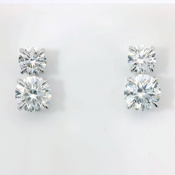 14K White Gold Round Lab Grown Diamond Earrings 2.12ctw Bradley's Jewelers Jacksonville, NC