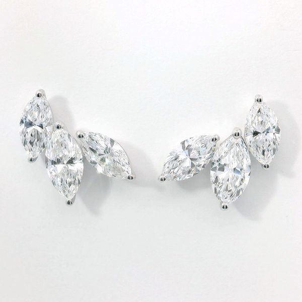 14K White Gold Marquise Lab Grown Diamond Stud Earrings 2.12ctw Bradley's Jewelers Jacksonville, NC