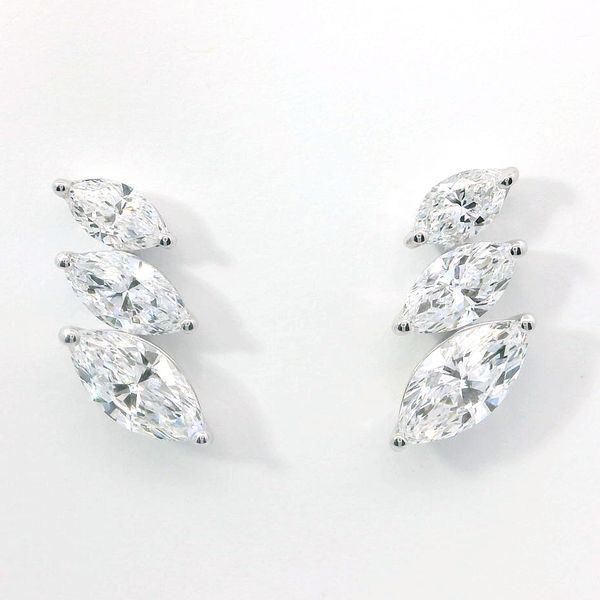 14K White Gold Marquise Lab Grown Diamond Stud Earrings 2.12ctw Bradley's Jewelers Jacksonville, NC