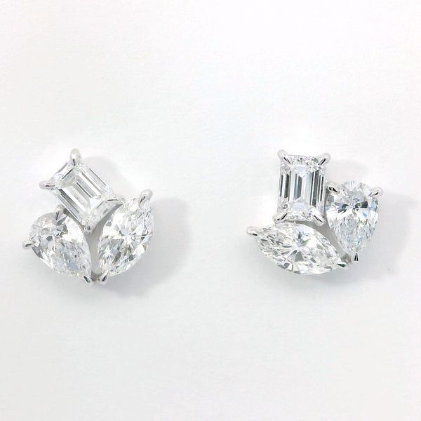 14K White Gold Emerald Marquise & Pear Lab Grown Diamond Earrings 2.18ctw Bradley's Jewelers Jacksonville, NC