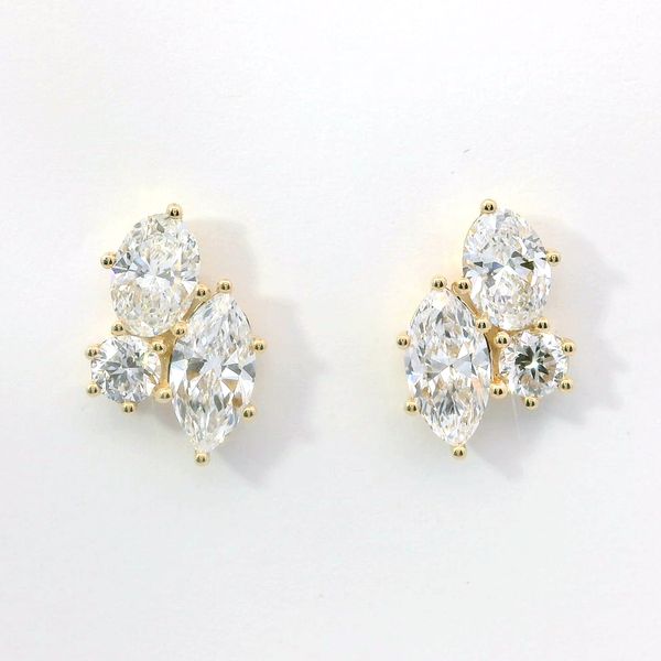 14K Yellow Gold Marquise Oval & Round Lab Grown Diamond Earrings 2.14ctw Bradley's Jewelers Jacksonville, NC